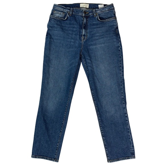 Current Denim - Current/Elliott C/E Womens High Rise Straight Leg Jeans Medium Wash Blue Size 29